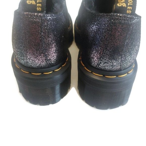 Dr Martens 1461 Quad Fur Lined Platform Shoes Womens Sz 7 Black Silver Metallic - Picture 7 of 9